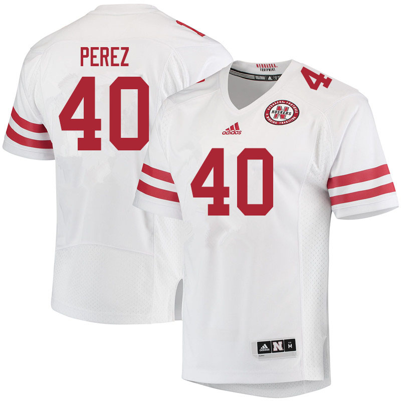 Men #40 Brian Perez Nebraska Cornhuskers College Football Jerseys Sale-White - Click Image to Close